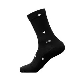 [2HEART-NGBCO-S/M] CALCETA HUIZAPOL NEGRO C/CORAZONES BLANCO (S/M)