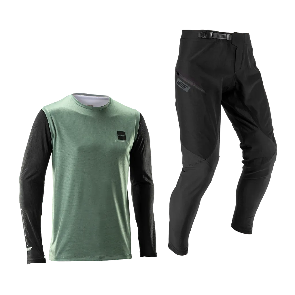 [LT-5026056591] KIT LEATT PANTALON + JERSEY MTB GRAVITY 1.0 MIST GREEN (S)